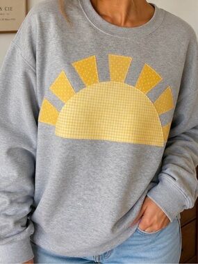 NEW design your own Sweatshirt Sun Applique Custom any color sunshine all sizes